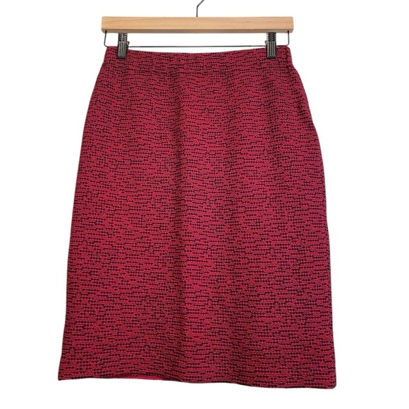 St John Collection By Marie Gray | Red and black Tweed Wool blend A line Skirt - Picture 1 of 10